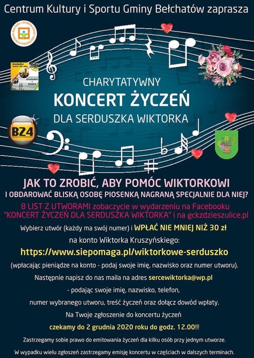 Bełchatów, koncert charytatywny. Złóż życzenia bliskiej osobie i pomóż Wiktorkowi