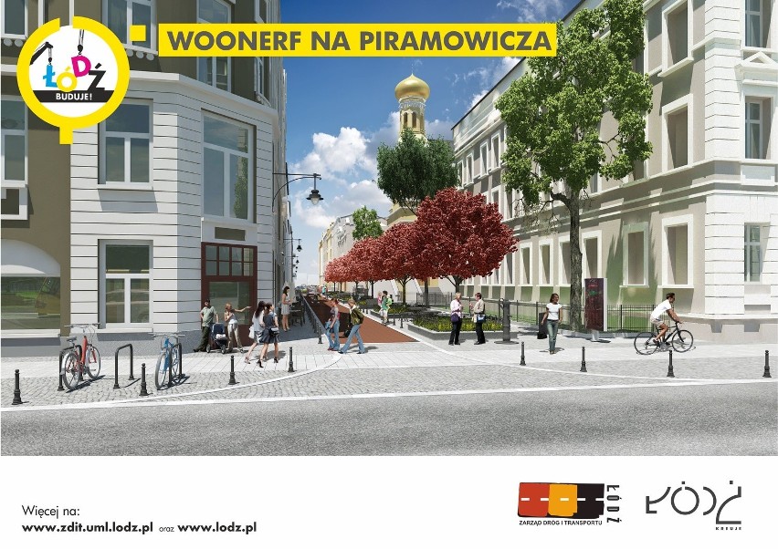 Wizualizacja podwórca miejskiego na Piramowicza w Łodzi