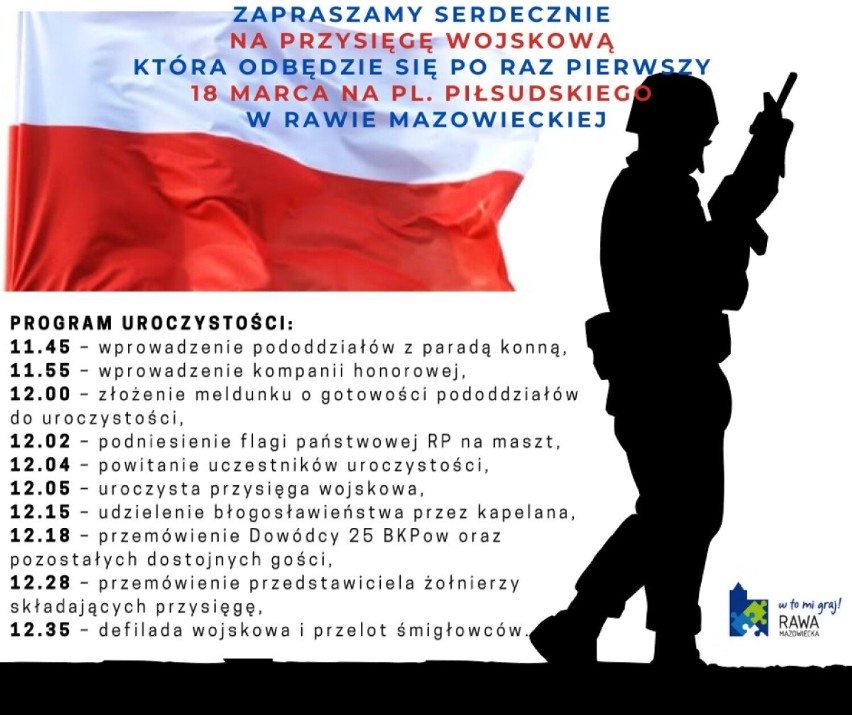 Jutro przysięga wojskowa na Placu Piłsudskiego w Rawie Mazowieckiej. Zmiany w organizacji ruchu