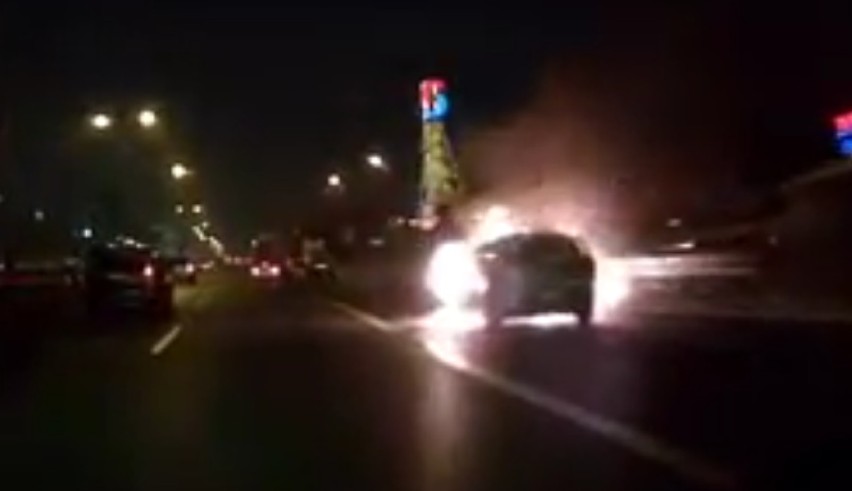 Pożar auta na DTŚ w Katowicach