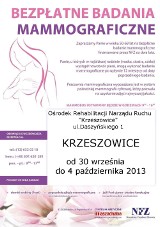 Krzeszowice: Bezpłatne badania mammograficzne
