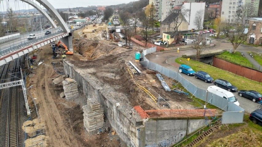 Budowa wiaduktu Biskupia Górka w Gdańsku, 10 lutego 2020 r.