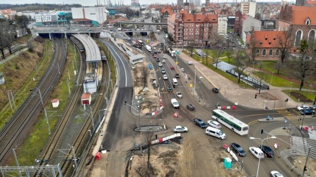 Budowa wiaduktu Biskupia Górka w Gdańsku, 10 lutego 2020 r.