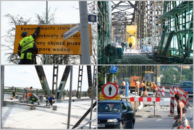 Tak wyglądały remonty mostu stalowego na Wiśle we Włocławku w latach 2007-2008 oraz 2017-2018.