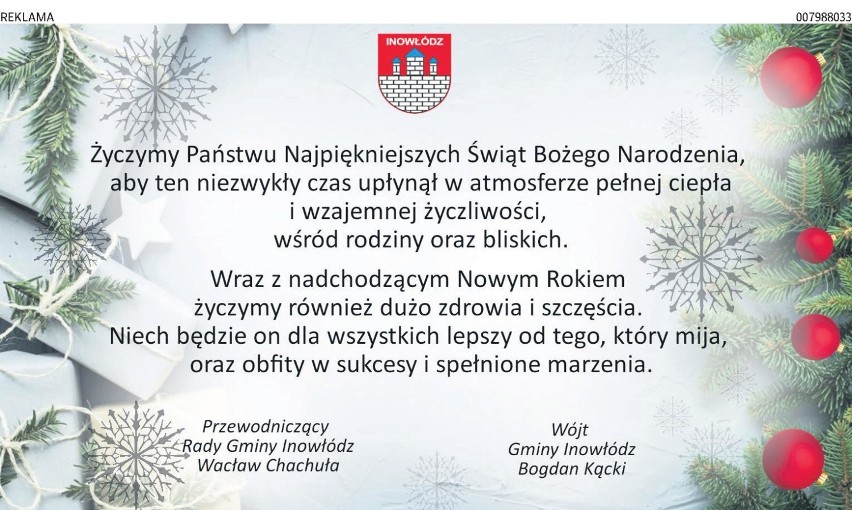 Życzenia z okazji Świąt Bożego Narodzenia składają samorządowcy z powiatu tomaszowskiego