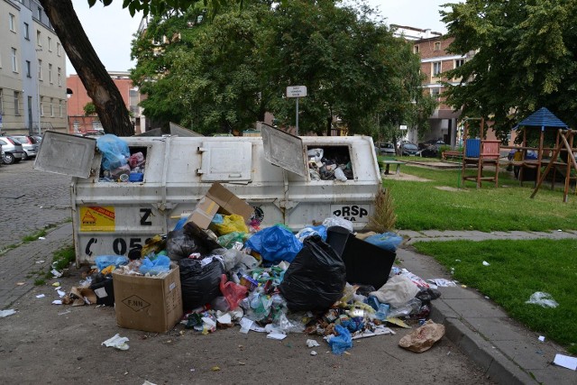 Podwórko za hotelem \"SCANDIC\".
To  PRSP nie opróżnia swoich pojemników od tygodnia.