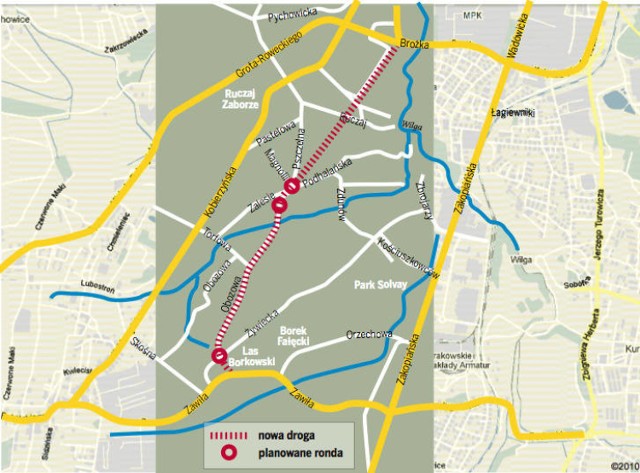 Na mapie (na czerwono) orientacyjny przebieg planowanej drogi