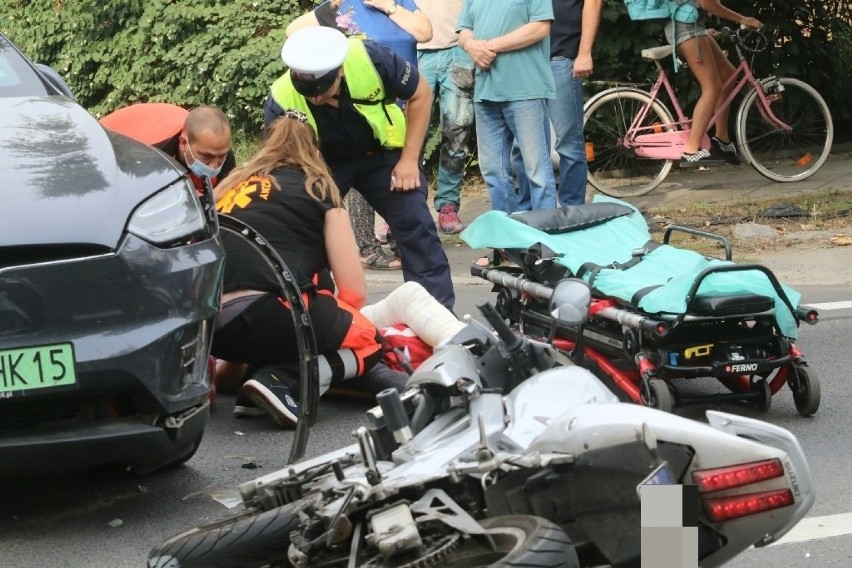 Groźny wypadek motocyklisty na Sępolnie