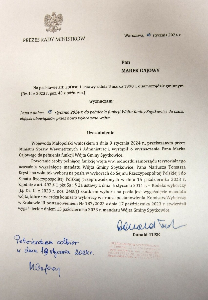 Zamieszanie w gminie Spytkowice. Wojewoda wymienił pełniącego obowiązki wójta na trzy miesiące przed wyborami samorządowymi