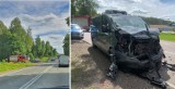 Wypadek przy stacji benzynowej w Haćkach. Zderzył się tir, bus i osobówka [ZDJĘCIA]