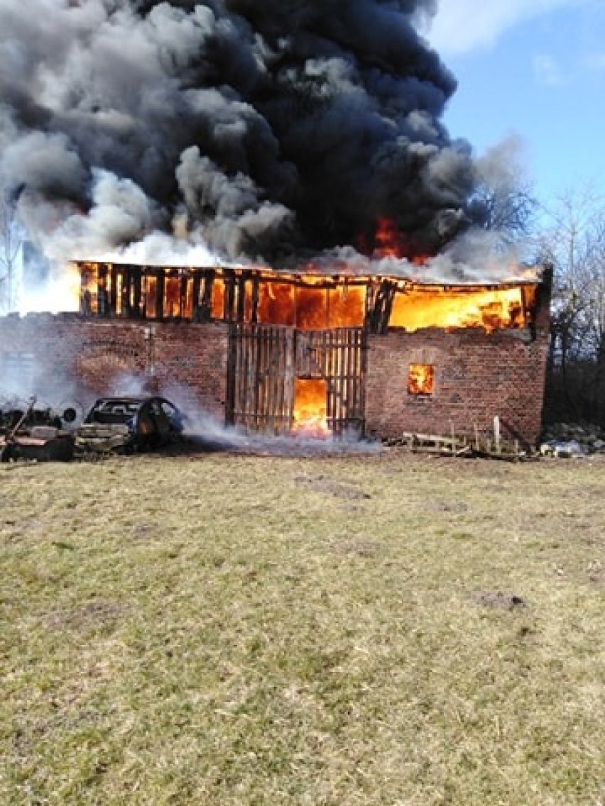 Pali się stodoła w Pawłowie Żońskim w gminie Wągrowiec. Straż pożarna jedzie na miejsce 