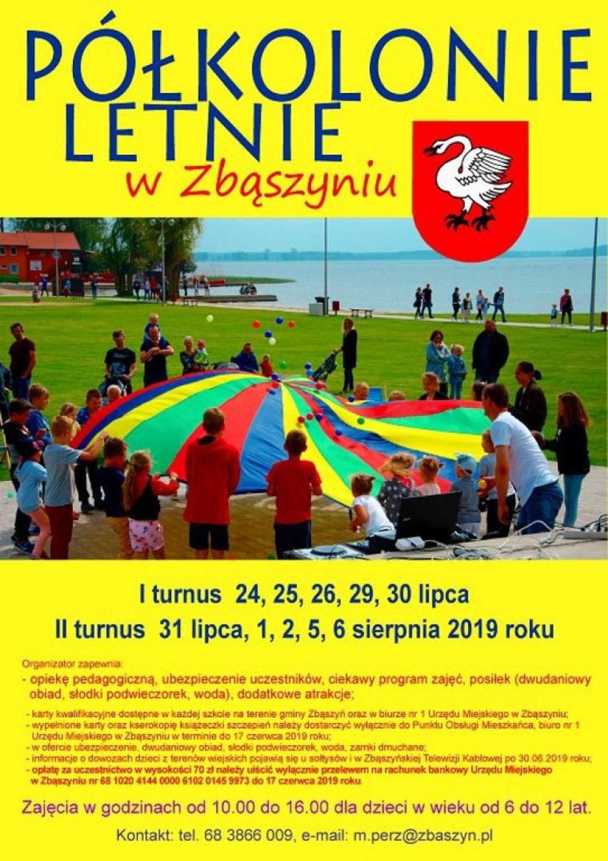 Program zajęć półkolonii letnich 2019 - Turnus I. „Zbąszyń – najpiękniejsze miasto nad jeziorem”
