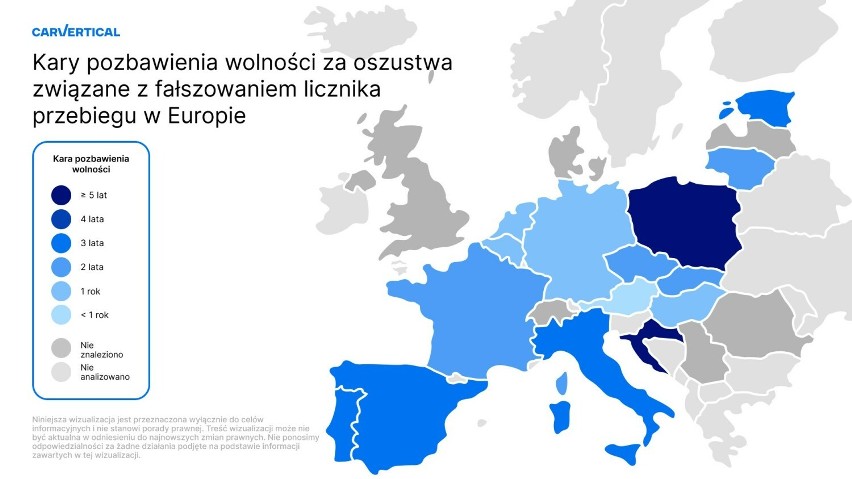 Polska ma jedne z najsurowszych kar za proceder cofania...