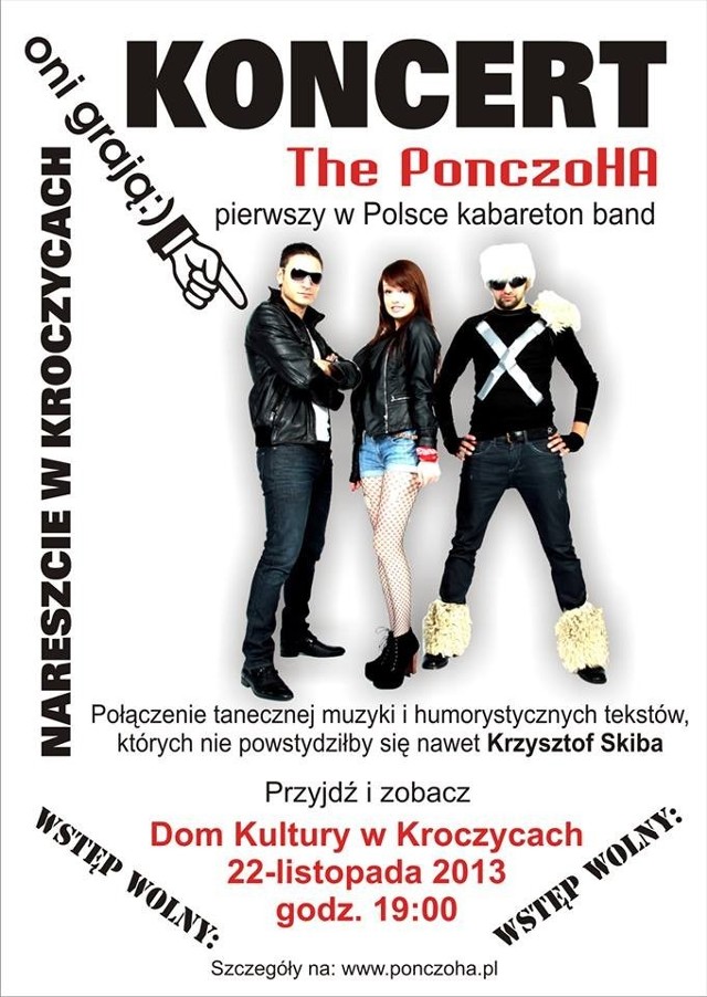 Ponczoha w Kroczycach: Wystąpi pierwszy w Polsce kabareton band.