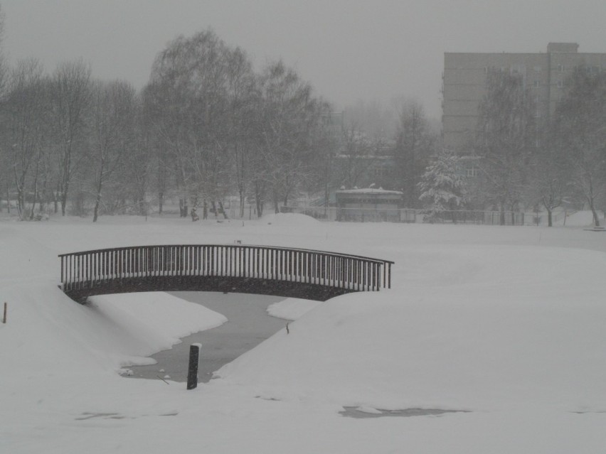 Bytom: park miejski w śniegu. Tak wygląda w Wielkanoc 2013