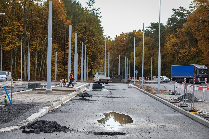 Prace przy węźle Głębokie w Szczecinie.