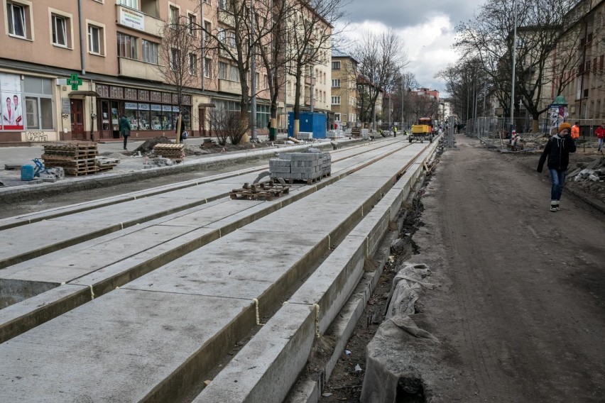 14.03.2019 krakow 
ulica krolewska remont przebudowa  budowa...