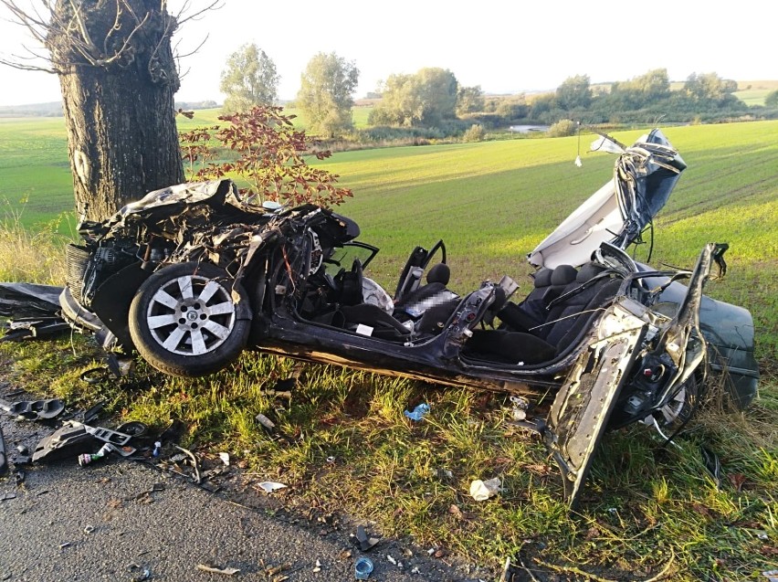 Śmiertelny wypadek w Gołębiewku na DW 222 [06.10.20] Nie żyje 35-letni kierowca skody po zderzeniu czołowym z cieżarówką |ZDJĘCIA