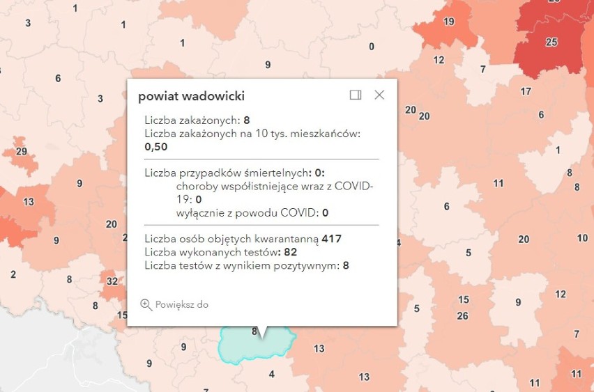 Koronawirus, raport 31 października 2021. Niski - jeszcze - przyrost zakażeń w Oświęcimiu, Wadowicach i Chrzanowie. „Skok” w Olkuszu