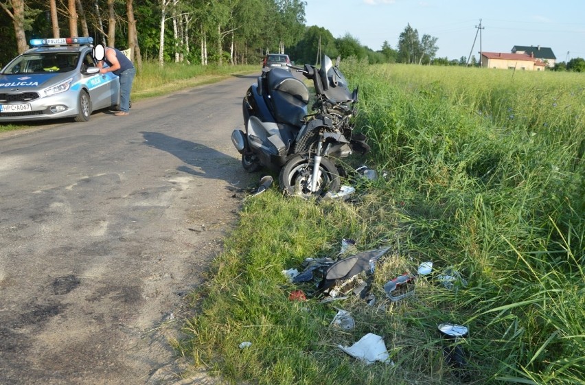 Wypadek w Skłudzewie. Pijany motocyklista sprawcą zdarzenia...
