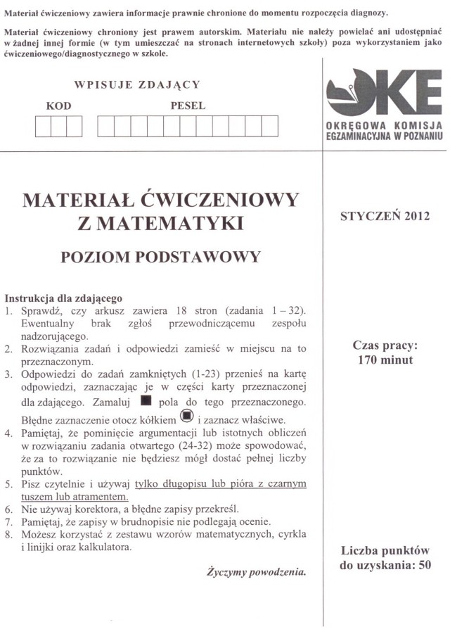 Materiał ćwiczeniowy z matematyki na poziomie podstawowym ...