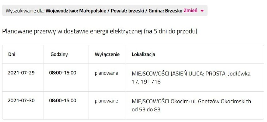 Wyłączenia prądu w powiecie bocheńskim i brzeskim,...