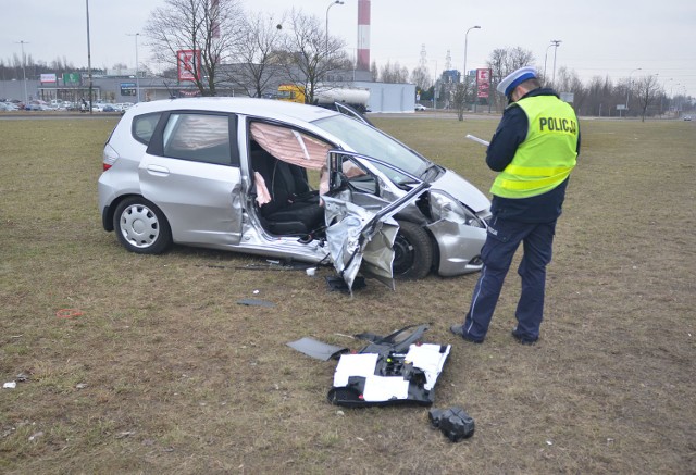 Wypadek na rondzie Sybiraków w Łodzi