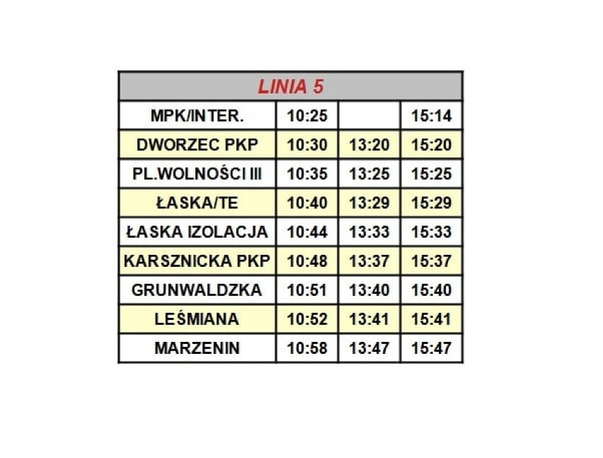 Dodatkowe kursy MPK Zduńska Wola na 1 listopada