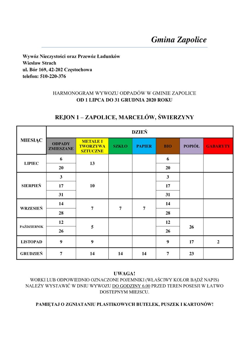 Podwyżka opłat za śmieci w gminie Zapolice. Zobacz nowe harmonogramy wywozu od 1 lipca