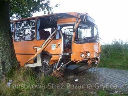 W poniedziałek (23.09.2013) około godziny 8.00, w miejscowości Niedysz koło Gryfic, doszło do wypadku drogowego z udziałem autobusu szkolnego.

Pojazd, przewożący dzieci, do zespołu szkół w Karnicach, z nieznanych dotąd przyczyn, uderzył w drzewo.

Wypadek autobusu szkolnego w Niedyszu