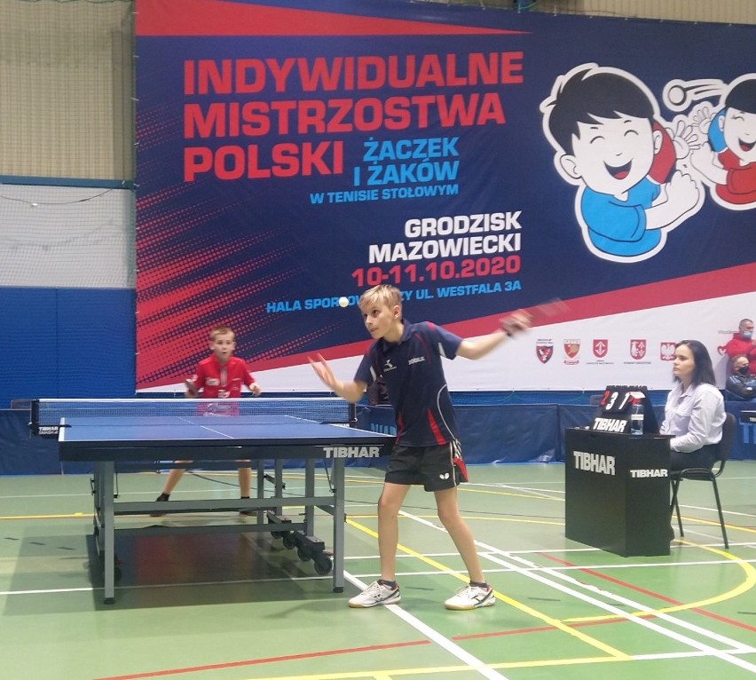 Sebastian Musiał z UMLKS Radomsko grał w Mistrzostwach Polski żaków w tenisie stołowym