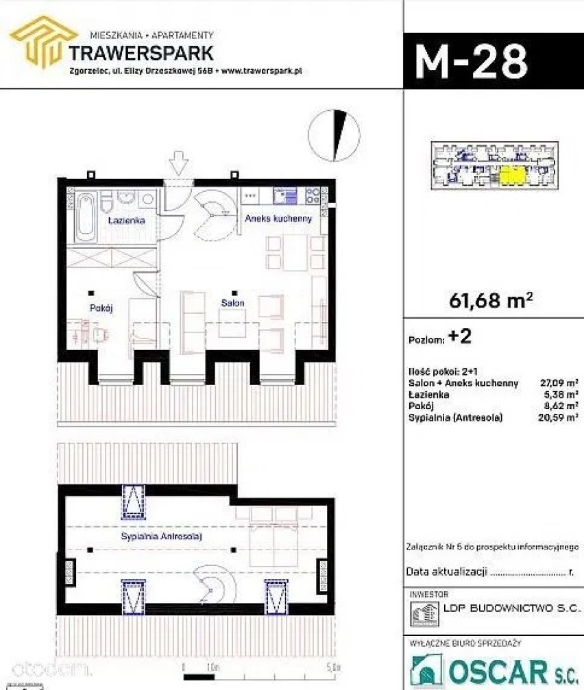 Lokal mieszkalny M28 o powierzchni 61.68 m2, składający się...
