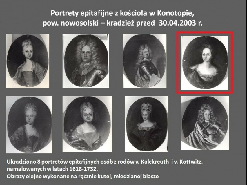 Ukradziono 8 portretów epitafijnych namalowanych w latach...