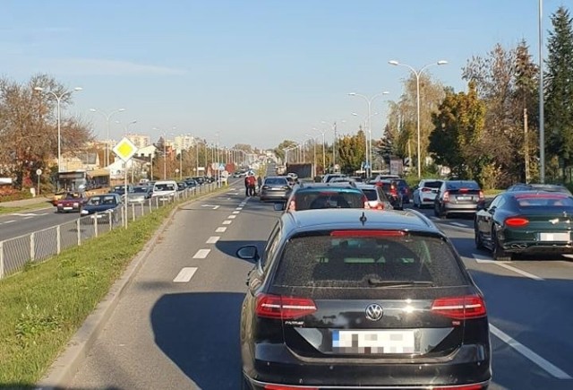 Duży korek na ulicy Krakowskiej w Kielcach