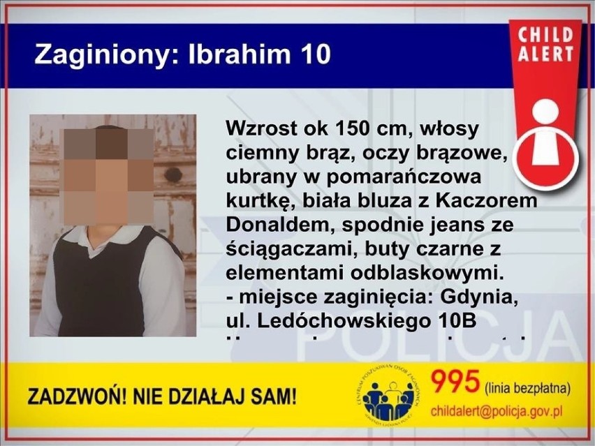 Child alert dotycący 10-letniego Ibrahima został odwołany