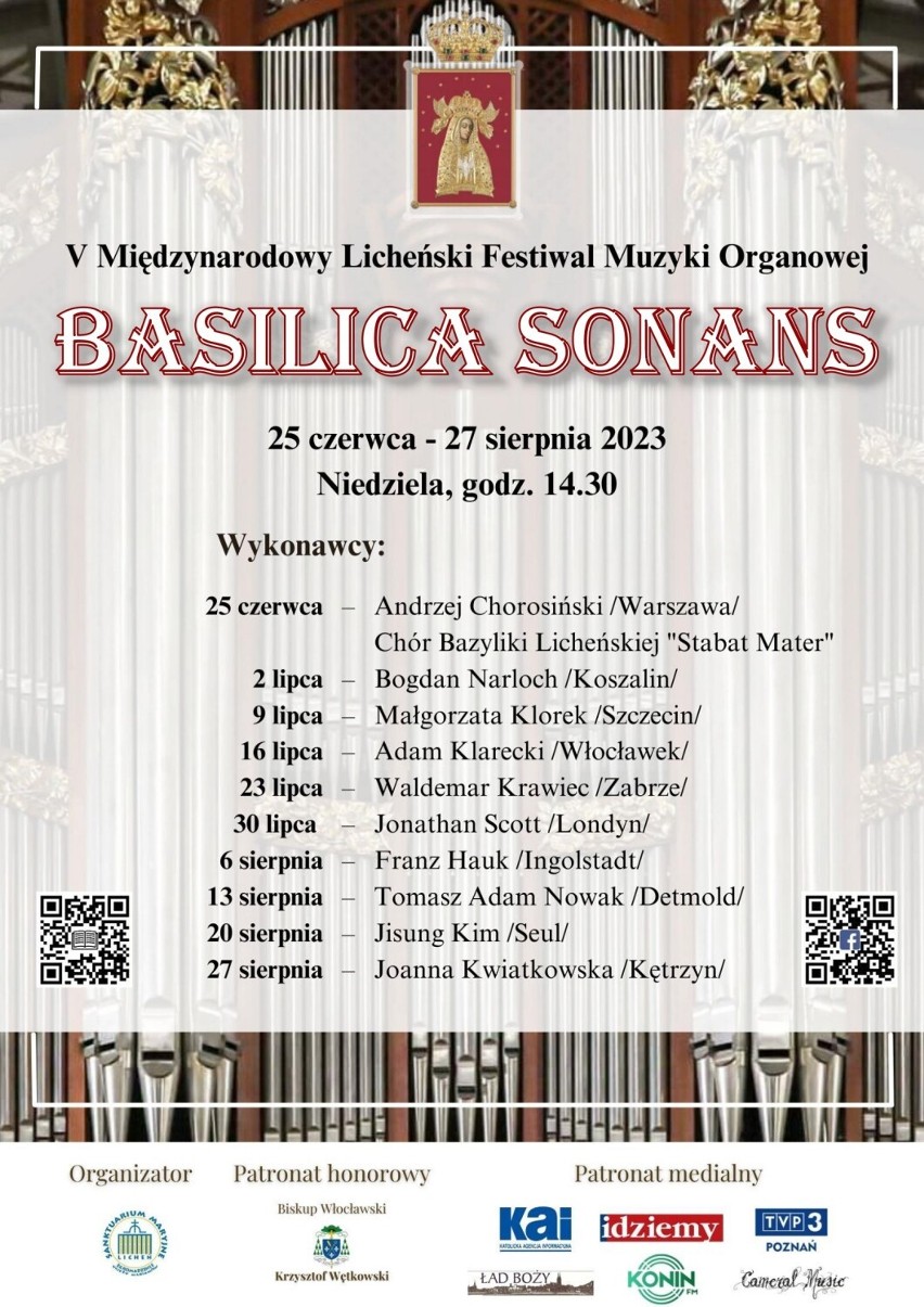 Sanktuarium w Licheniu zaprasza na V. Międzynarodowy Festiwal Organowy „Basilica sonans”
