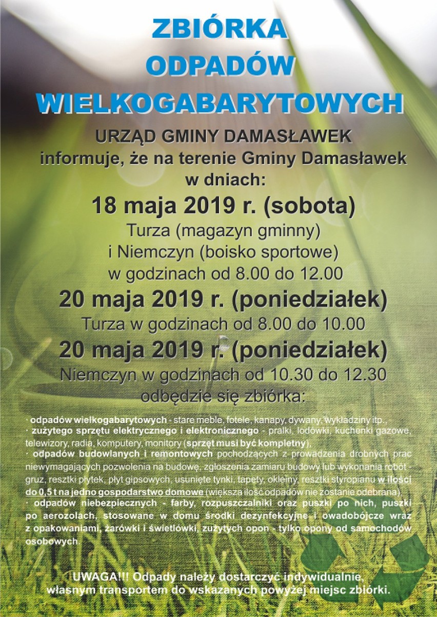 Gmina Damasławek: Pozbądź się starych gratów. Odbiorą je za darmo. Jutro rusza zbiórka odpadów wielkogabarytowych