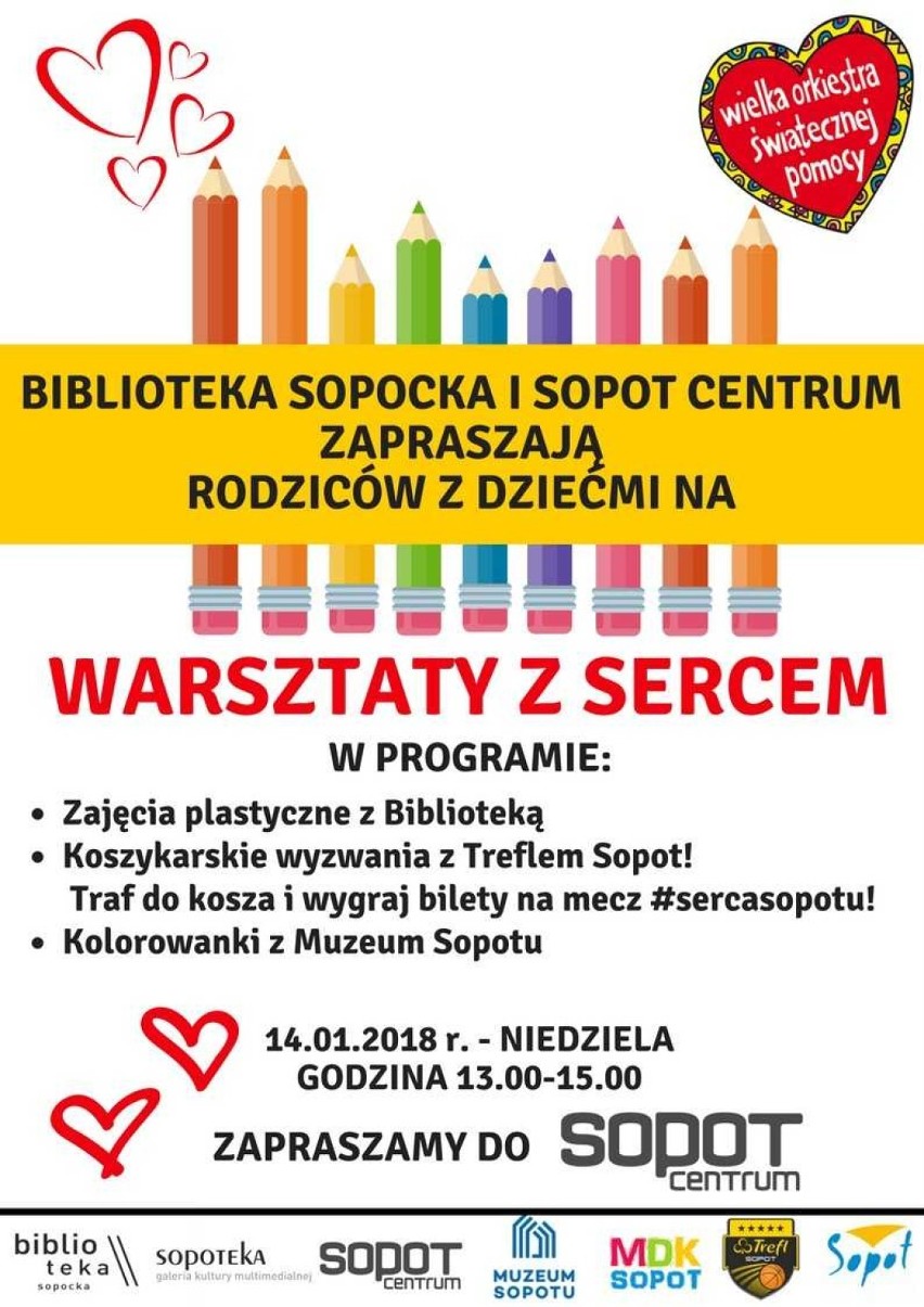 Sopot zagra 26.Finał WOŚP. Warsztaty z sercem, turniej  kosza i pokaz wozów strażackich