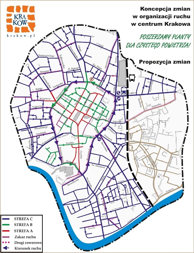 Tak miałaby wyglądać organizacja ruchu w centrum Krakowa