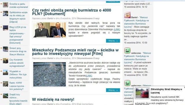 Łukasz Siegieda prowadzi serwis internetowy www.lle24.pl pod nazwą "Łęczna bardzo subiektywnie! Blog miejski, bez wąsów w tle". Materiały, jakie zamieszcza są często krytyczne wobec władz miasta.