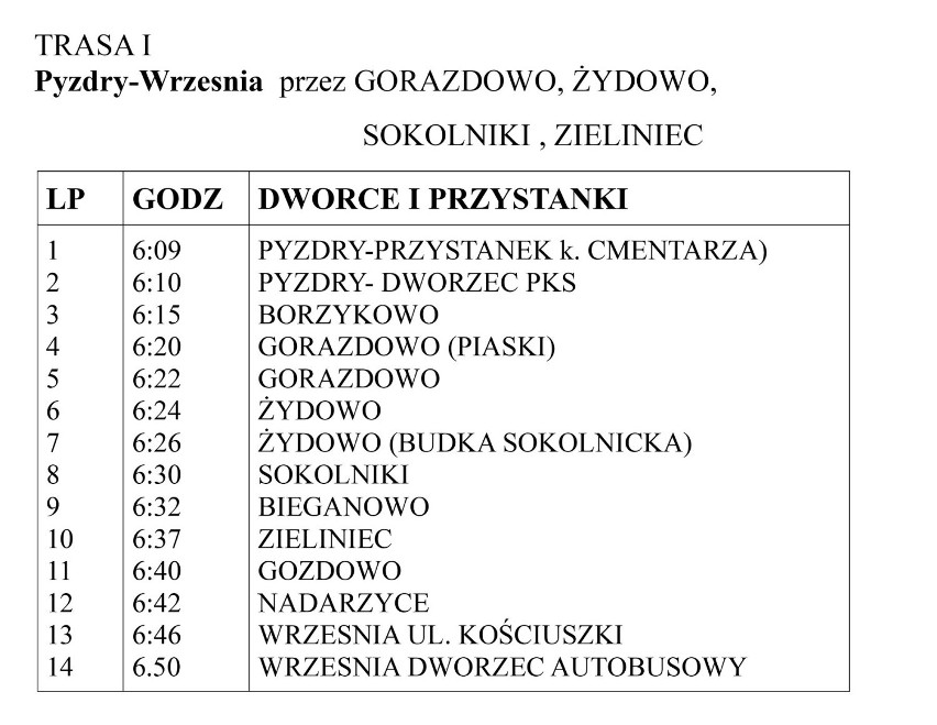 Będą połączenia autobusowe między Wrześnią a Pyzdrami