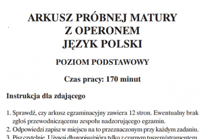 Matura próbna 2017 język polski. Sprawdź co było [OPERON, arkusze, klucz odpowiedzi]