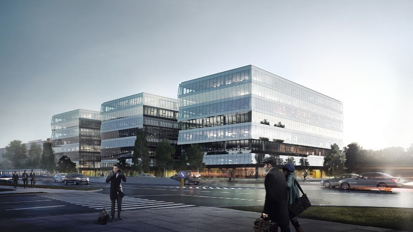 Nowy kompleks biurowców przy ulicy Wadowickiej w Krakowie