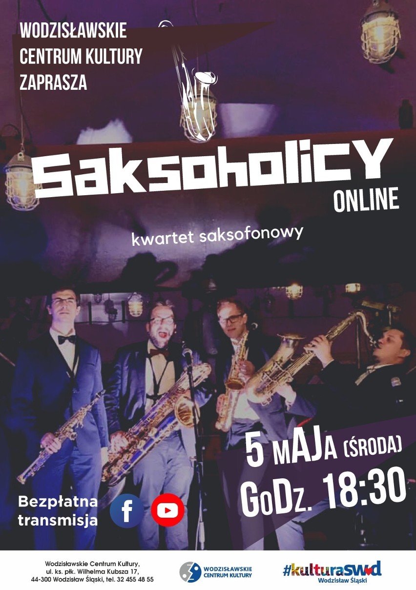 Kwartet saksofonowy z koncertem online z Wodzisławskiego Centrum Kultury