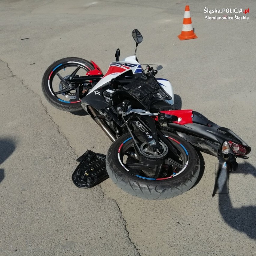 Wypadek motocyklisty w Siemianowicach Śląskich. Rannego 24-latka zabrał śmigłowiec