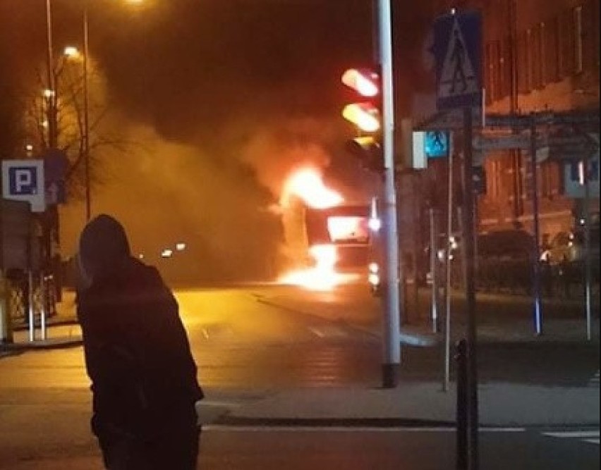 Pożar autobusu w Bytomiu