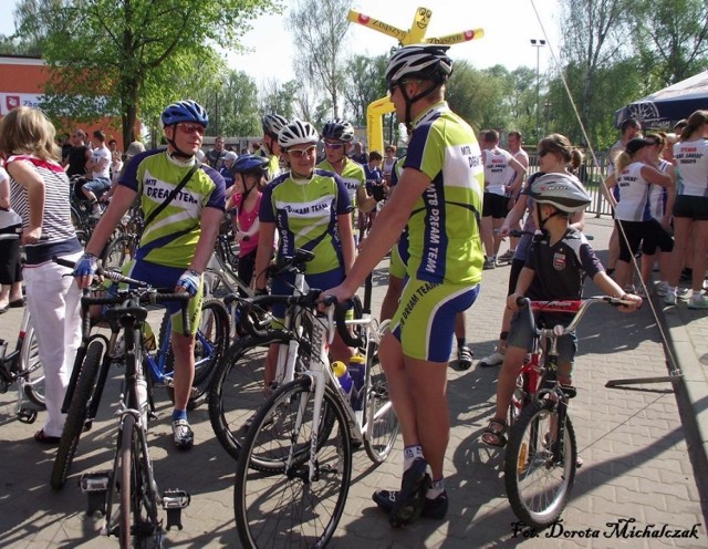 Podczas otwarcia ścieżki rowerowej.