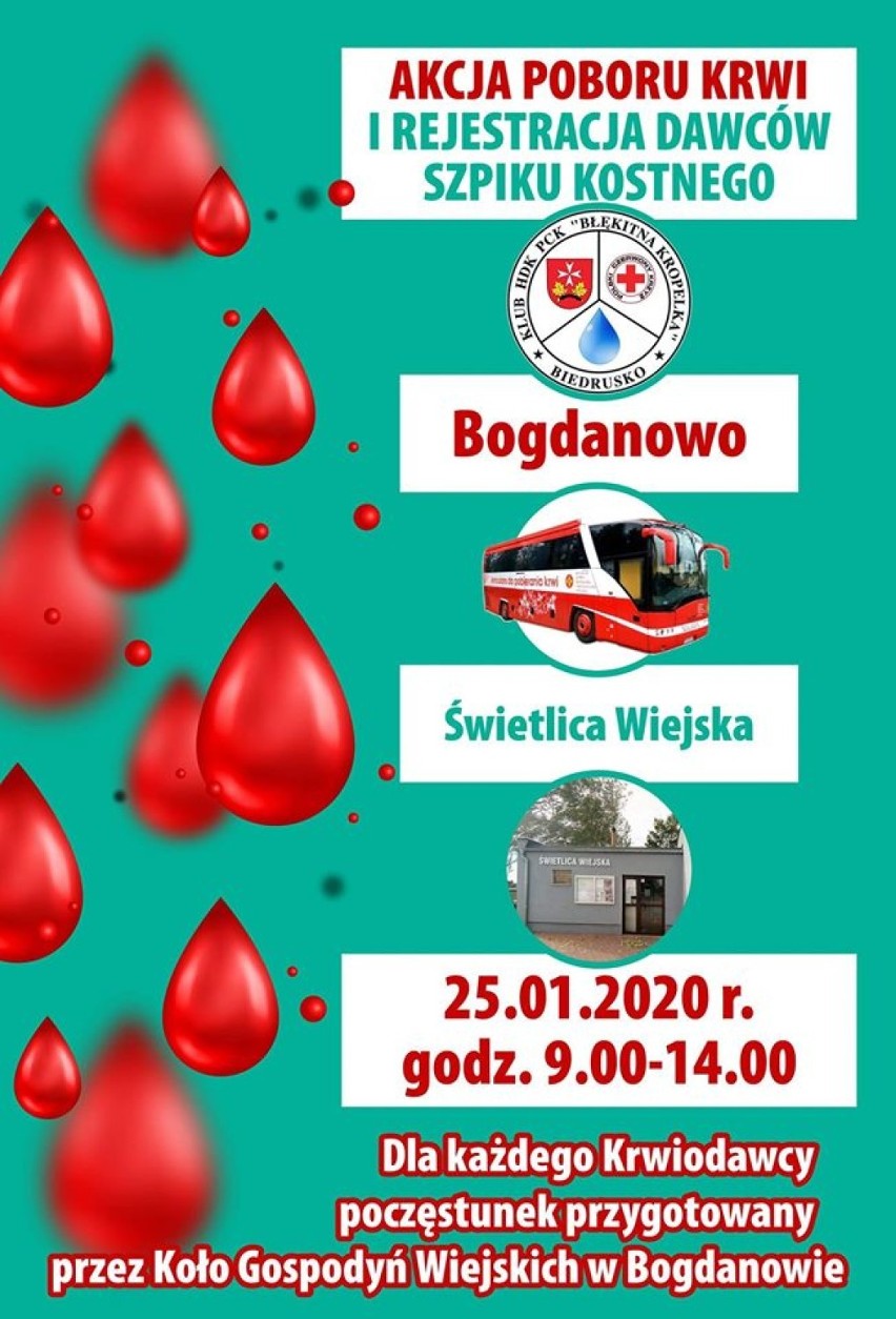 Akcja krwiodawstwa w świetlicy wiejskiej w Bogdanowie