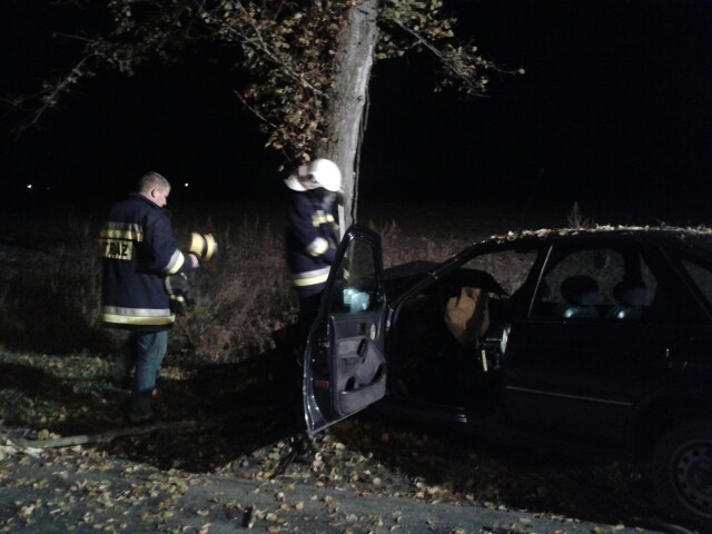 Samochód z promilami uderzył w drzewo