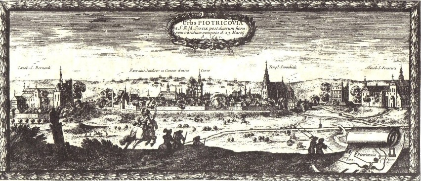 Panorama Piotrkowa wg rysunku Erika Dahlbergha z 1657 roku